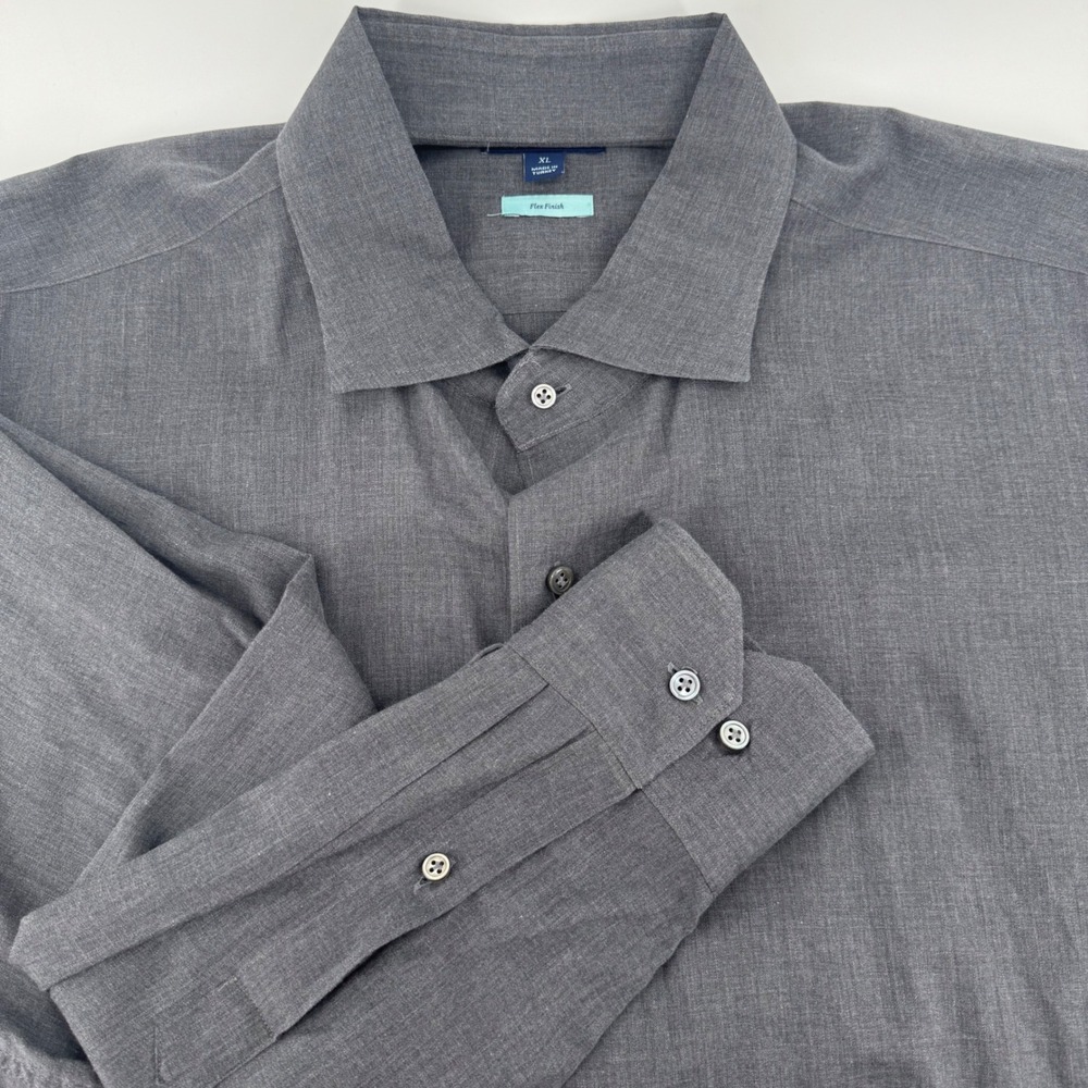 Peter Millar Crown Crafted Mens XL Grey Flex Finish Cotton Button Down Shirt